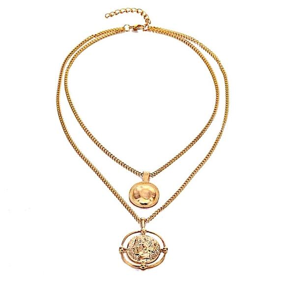 Gold Coin Pendant Necklace, Multilayer, Charm, Boho, Medallion - Picture 8 of 12